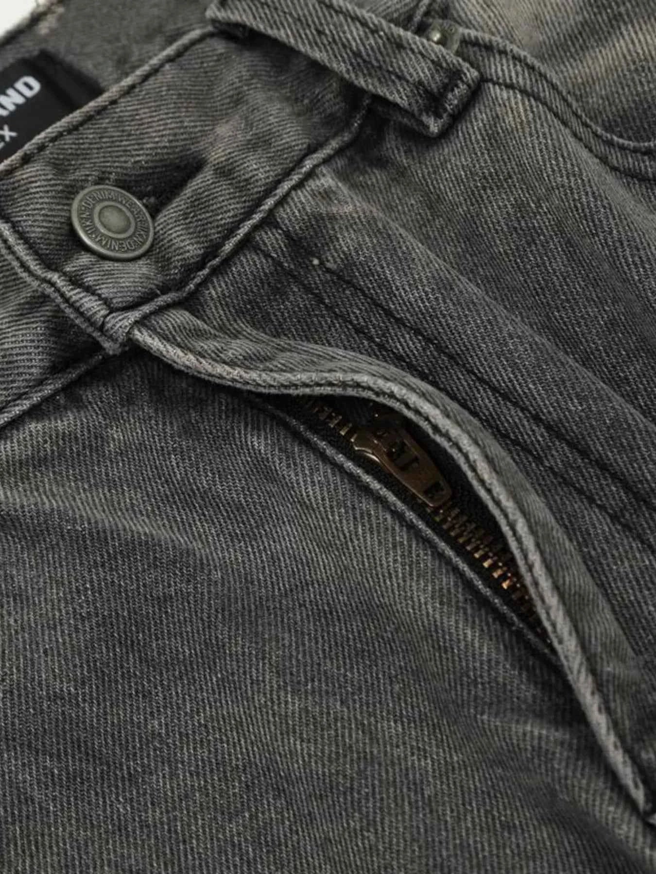 Men's Vintage Washed Distressed Wide-Leg Jeans