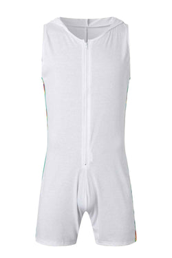 Men's Full Size Contrast Zip Front Sleeveless Active Romper Plus Size - Damned Threads