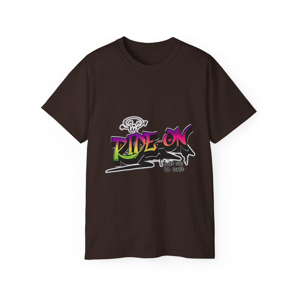 Ride-On - Unisex Cotton Tee (Front) - Damned Threads
