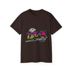 Ride-On - Unisex Cotton Tee (Front) - Damned Threads