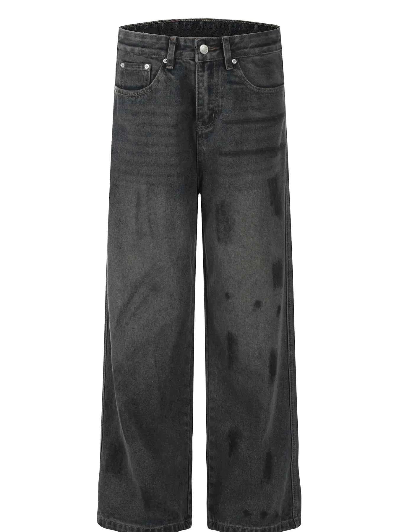 Men's High Waist Washed Jeans