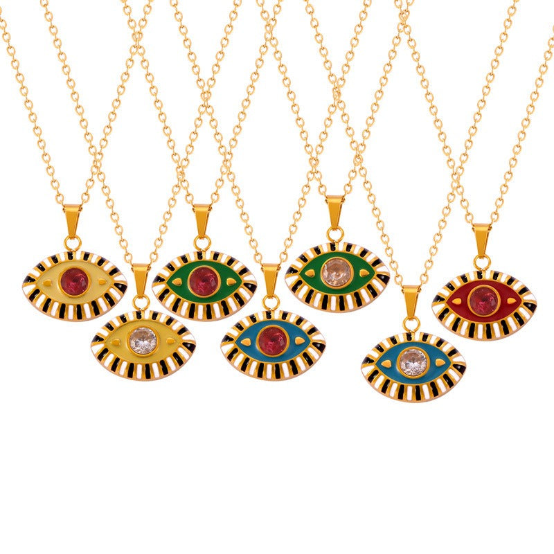 18K Gold Devil Eye Diamond Necklace - Damned Threads