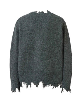 Men's Distressed Hem Half-Zip Sweater