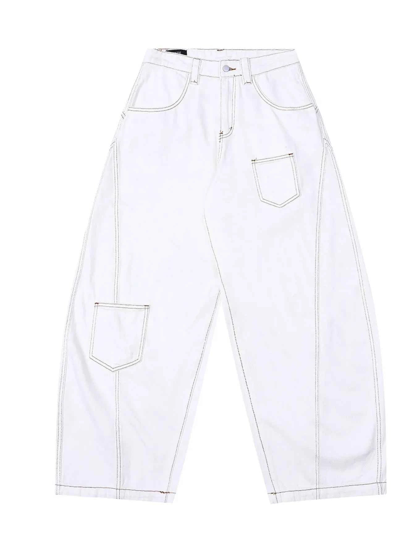 Men's Cargo Curved Jeans with Contrast Stitching