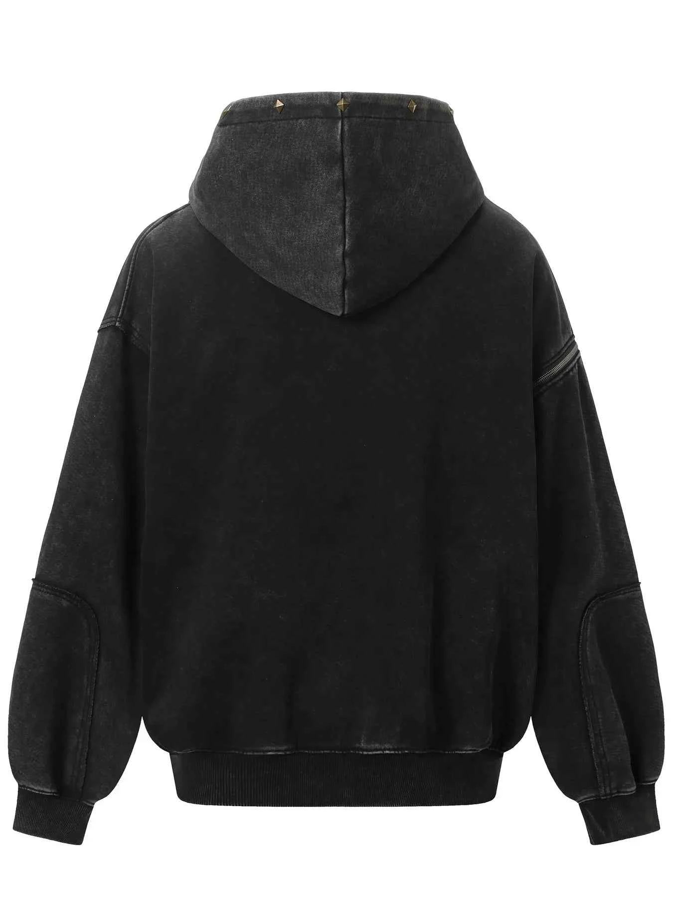 Men's Studded Zip Up Oversized Hoodie