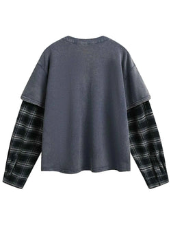 Men's Plaid Long Sleeve Henley Sweatshirt