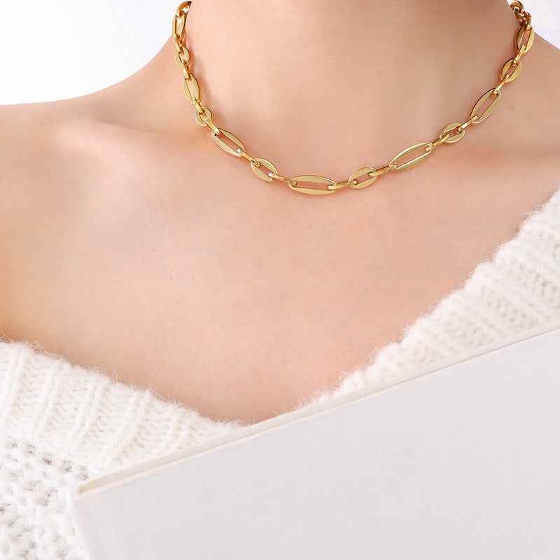 18K Gold Geometric Design Luxury Bracelet Necklace Set - Damned Threads