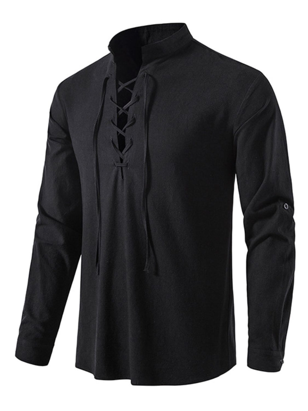 Men's Lace Up Long Sleeve Blouse - Damned Threads