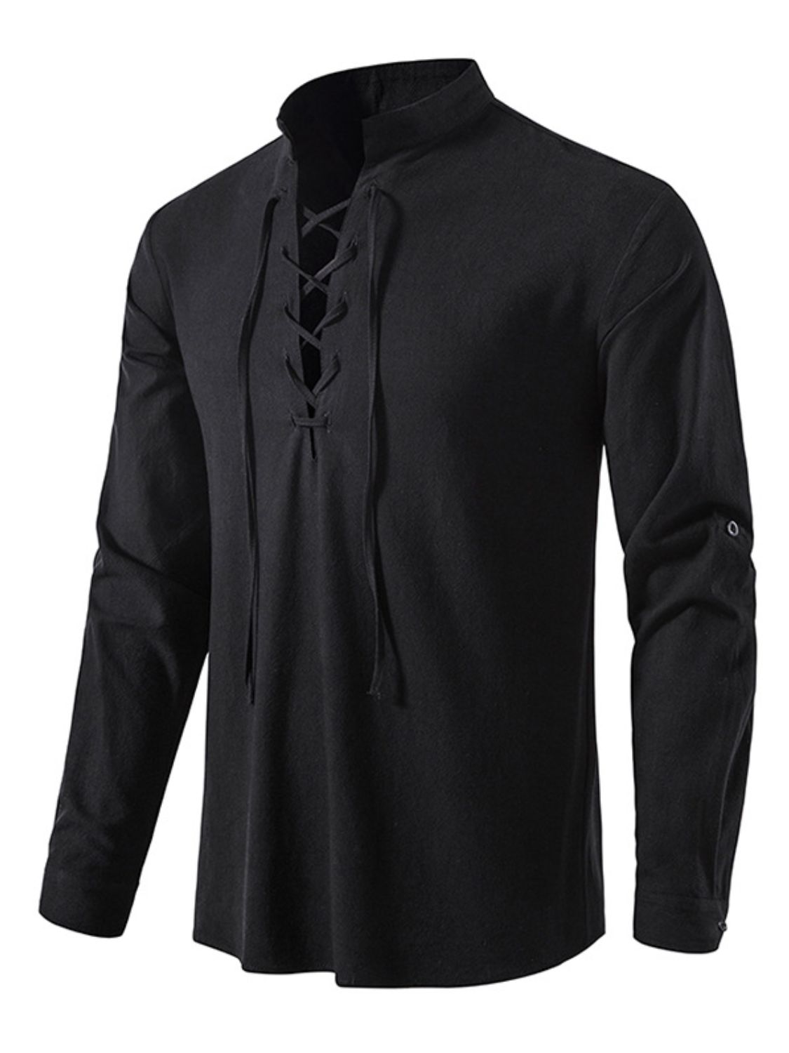 Men's Lace Up Long Sleeve Blouse - Damned Threads