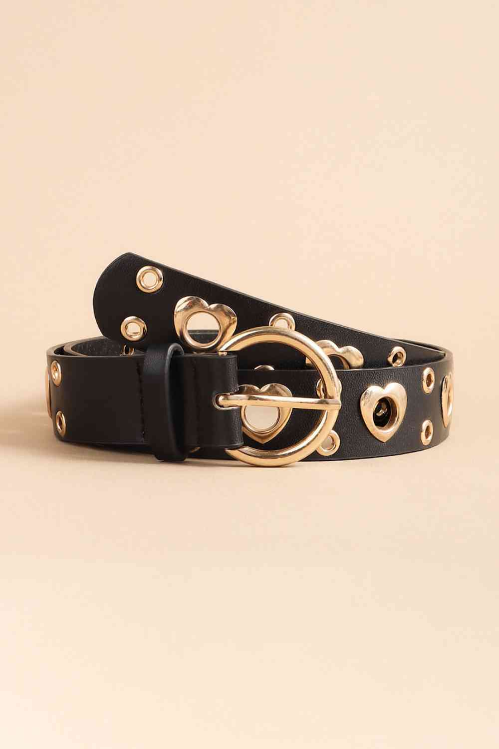 Heart Shape Alloy Detail PU Leather Belt - Damned Threads