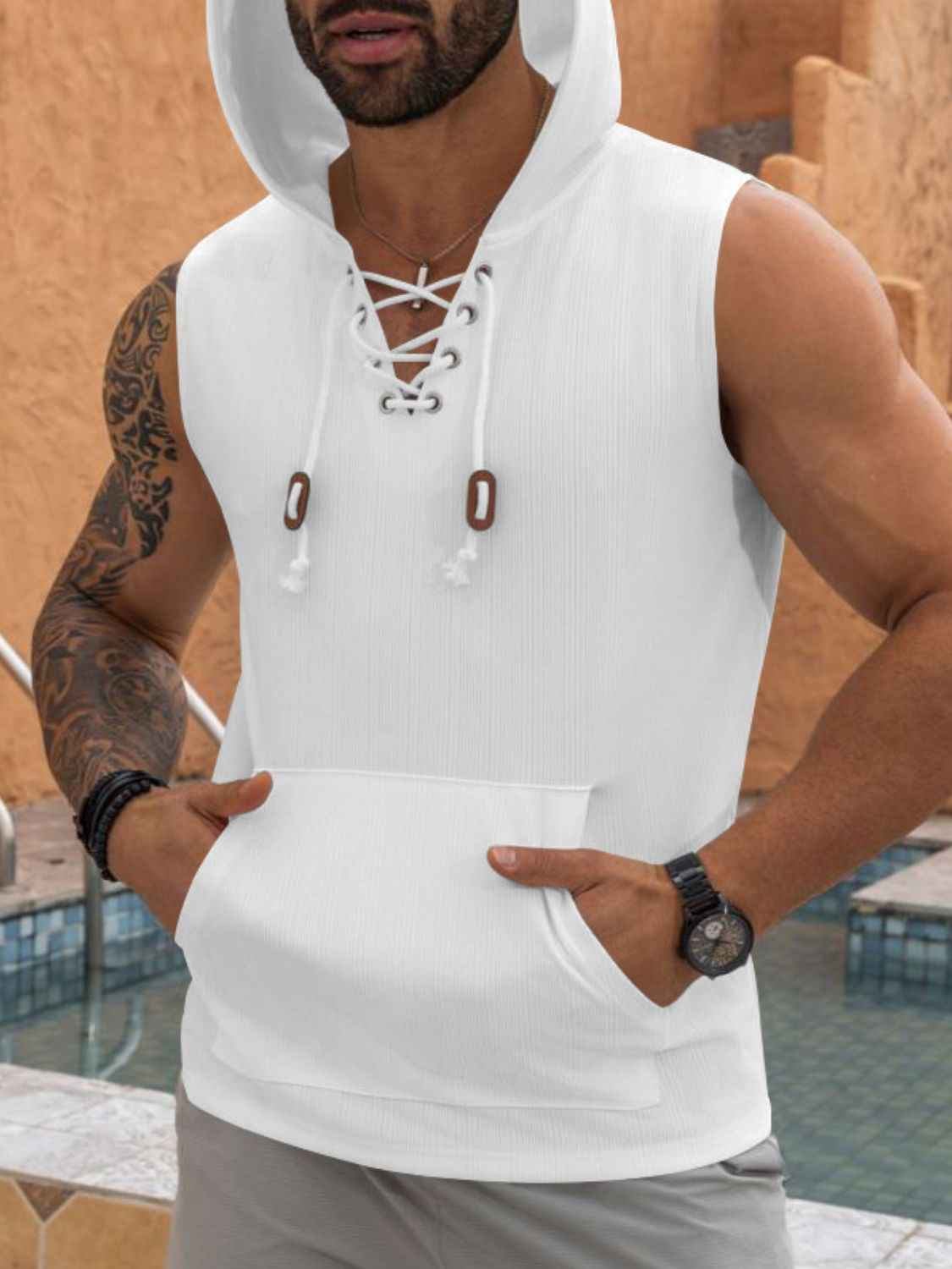 Men's Lace Up Hooded Top - Damned Threads