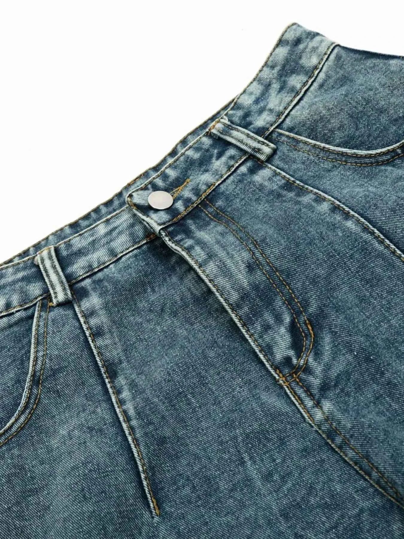 Men's Washed Curved Jeans with Side Stripe Detail