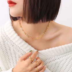 18K Gold Geometric Design Luxury Bracelet Necklace Set - Damned Threads