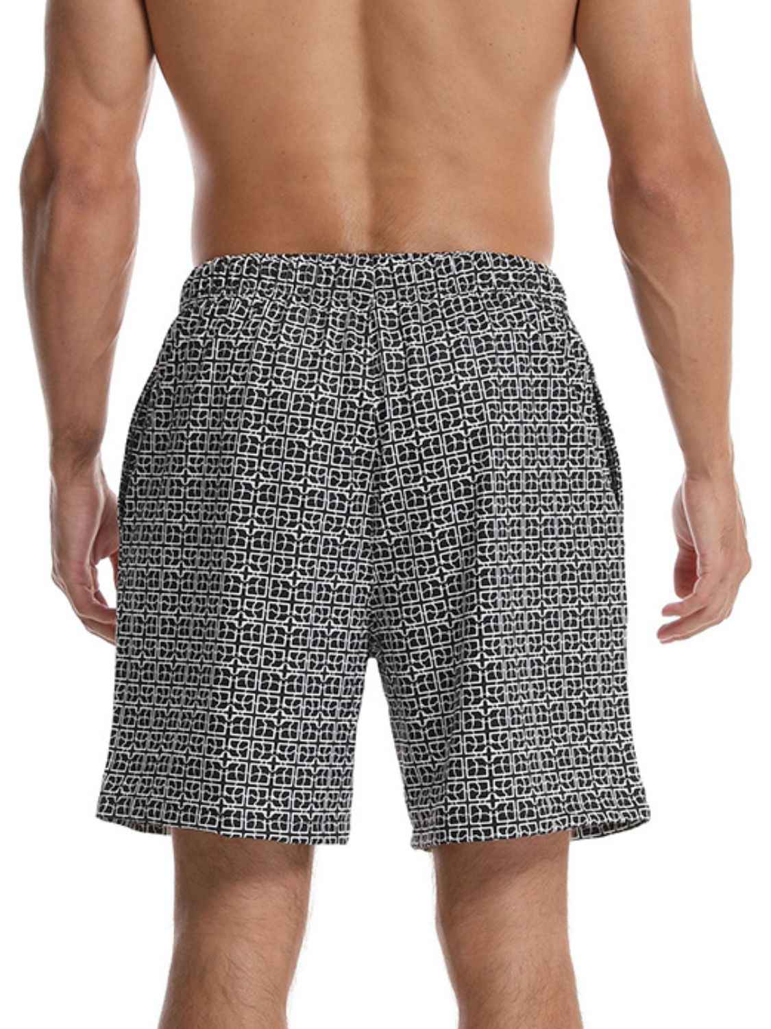 Men's Drawstring Black & White Pattern Shorts - Damned Threads