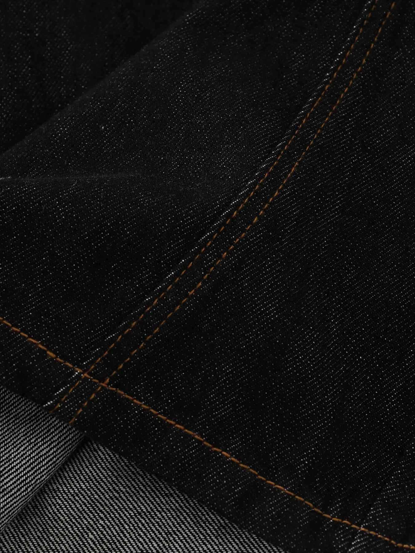 Men's Wide Leg Denim Shorts with Embroidered Pocket Detail