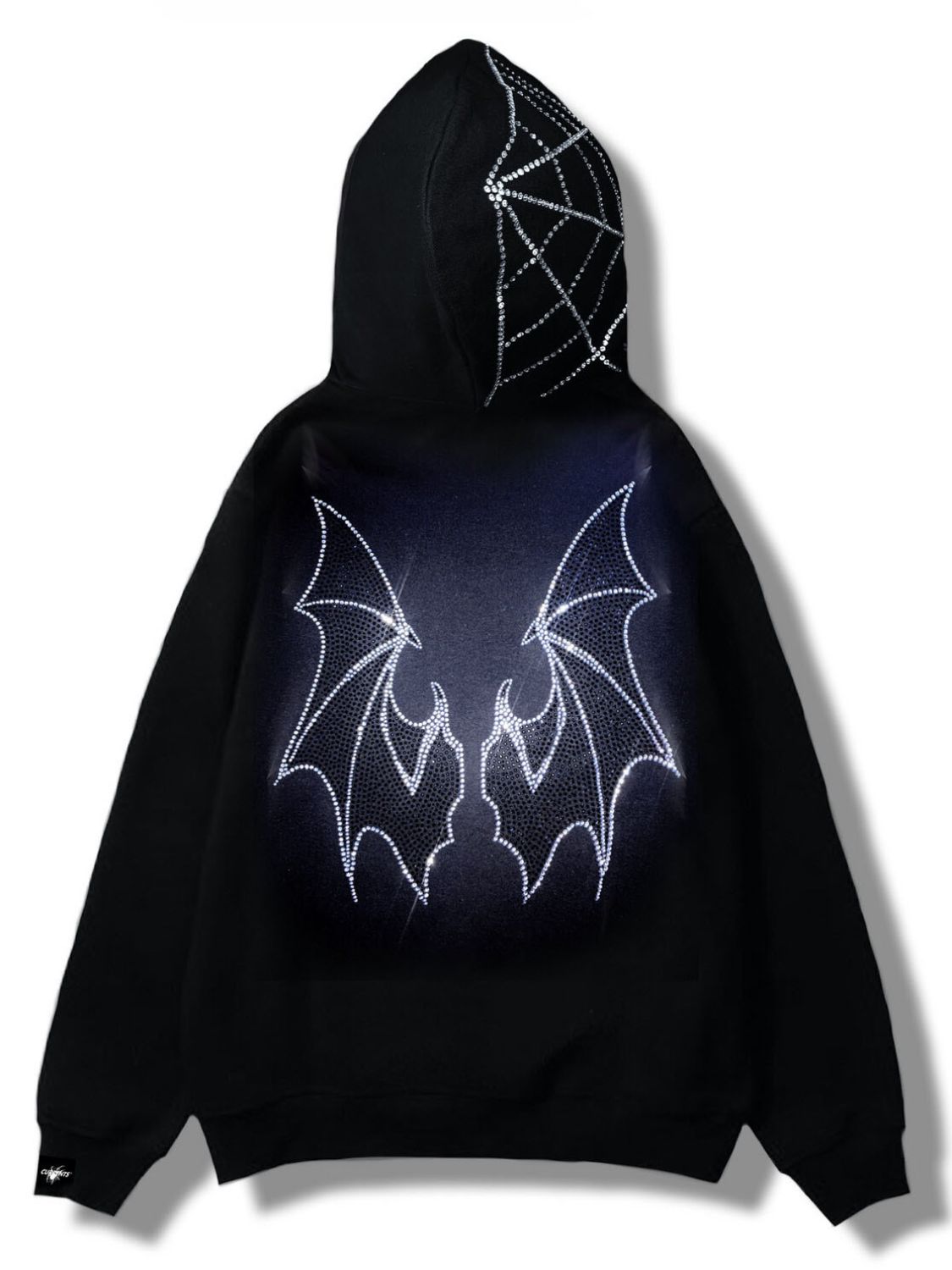 Men's Rhinestone Bat Zip Up Hoodie - Damned Threads