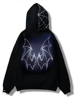 Men's Rhinestone Bat Zip Up Hoodie - Damned Threads