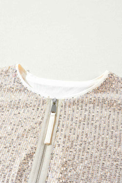 Sequin Zip Up Long Sleeve Jacket - Damned Threads