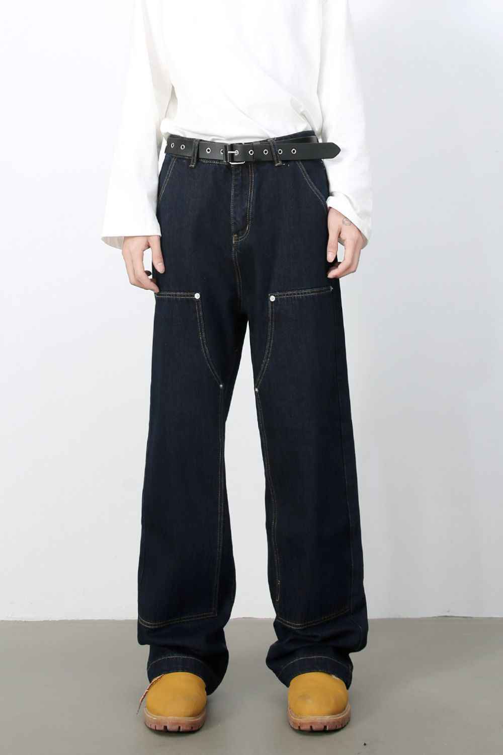 Men's Wide Straight Leg Jeans with Pockets - Damned Threads