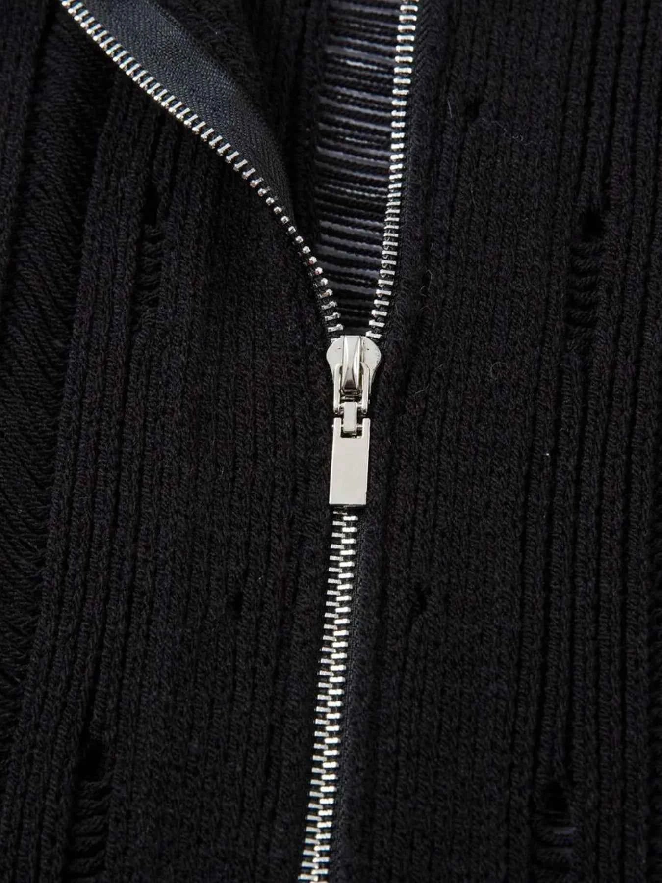 Men's Zip Up Openwork Cardigan