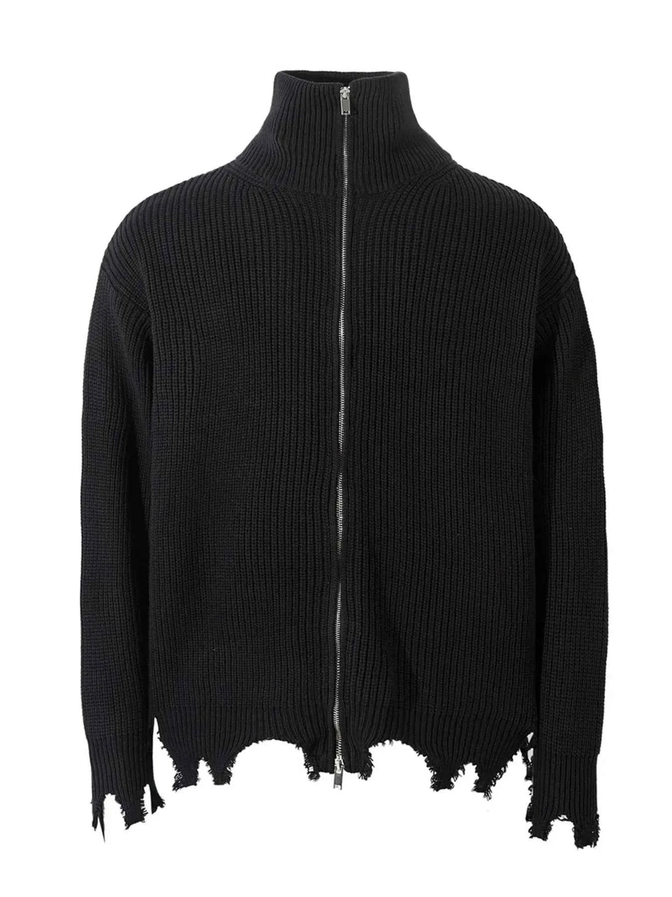 Men's Raw Hem Zip Up Cardigan