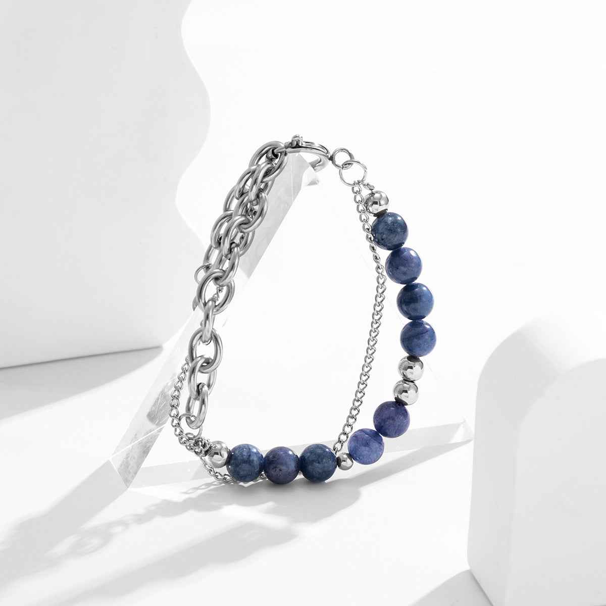Exquisite Double-Layer Chain Bracelet With Blue Accent - Damned Threads