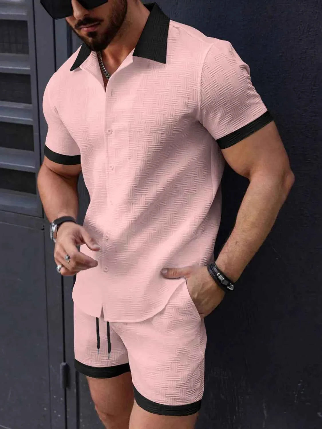 Men's Button Up Short Sleeve Shirt & Shorts Set - Damned Threads