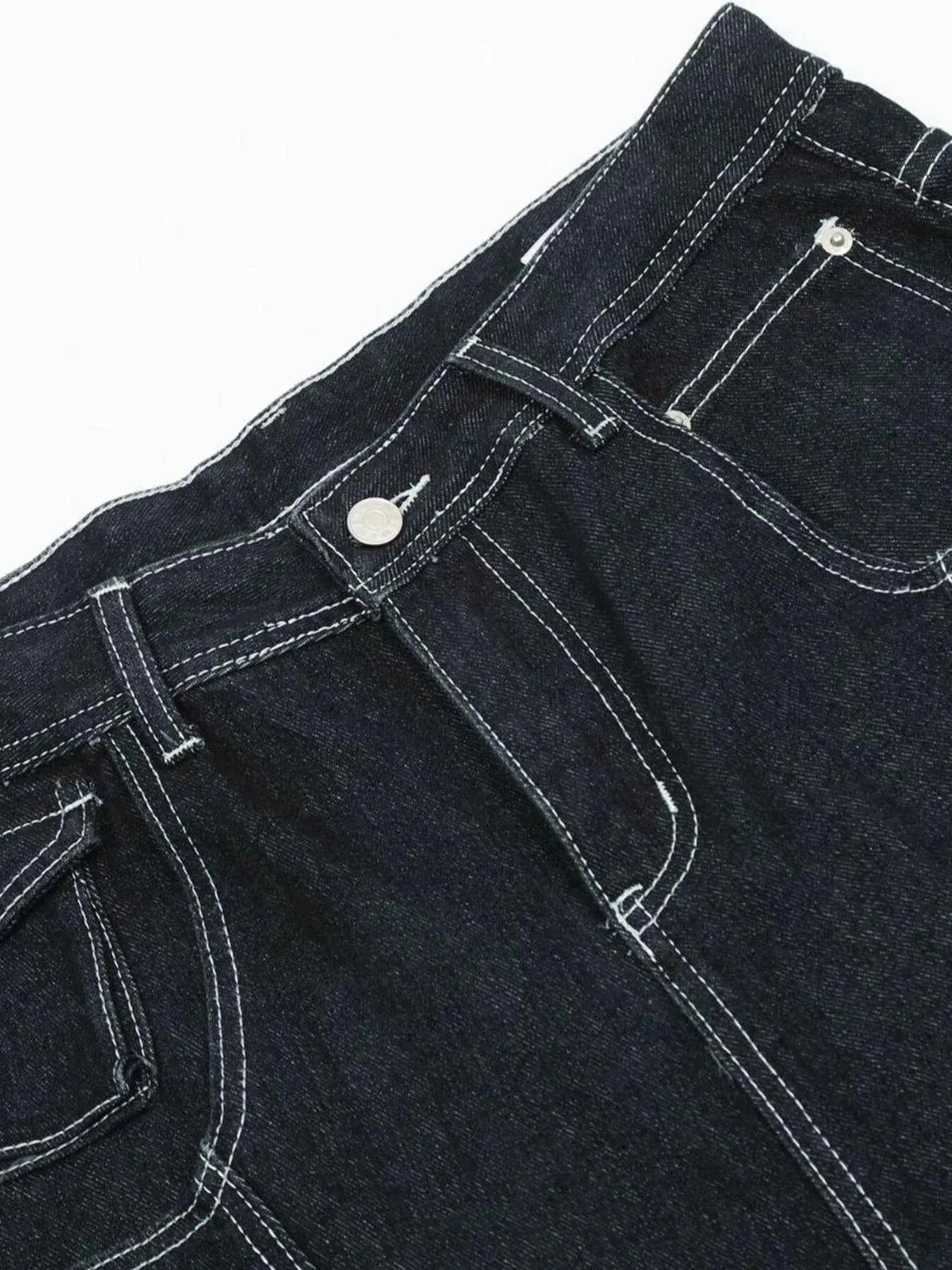 Men's Cargo Straight Jeans with Contrast Stitching