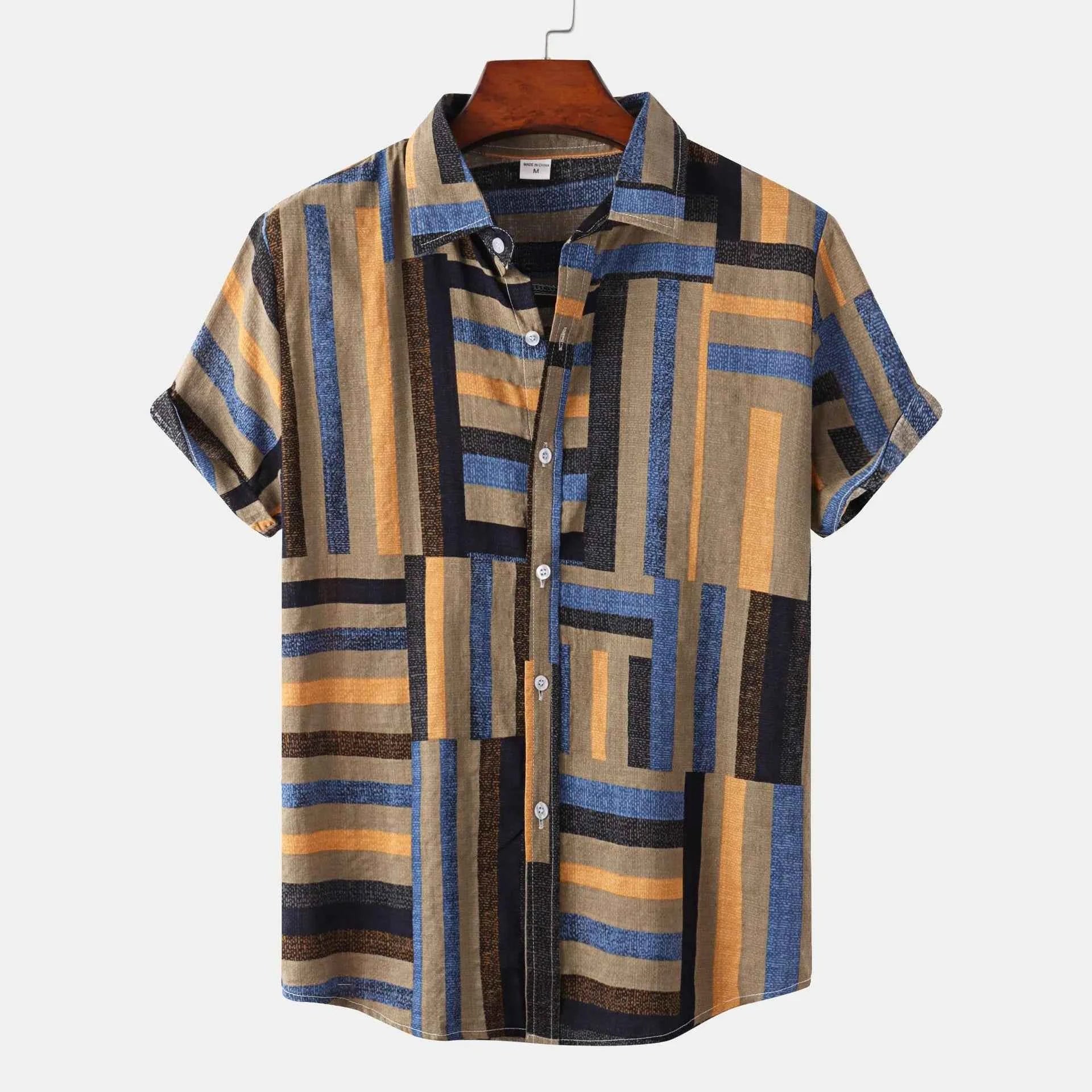 Men's Plus Size Short Sleeve Button-Down Casual Shirt