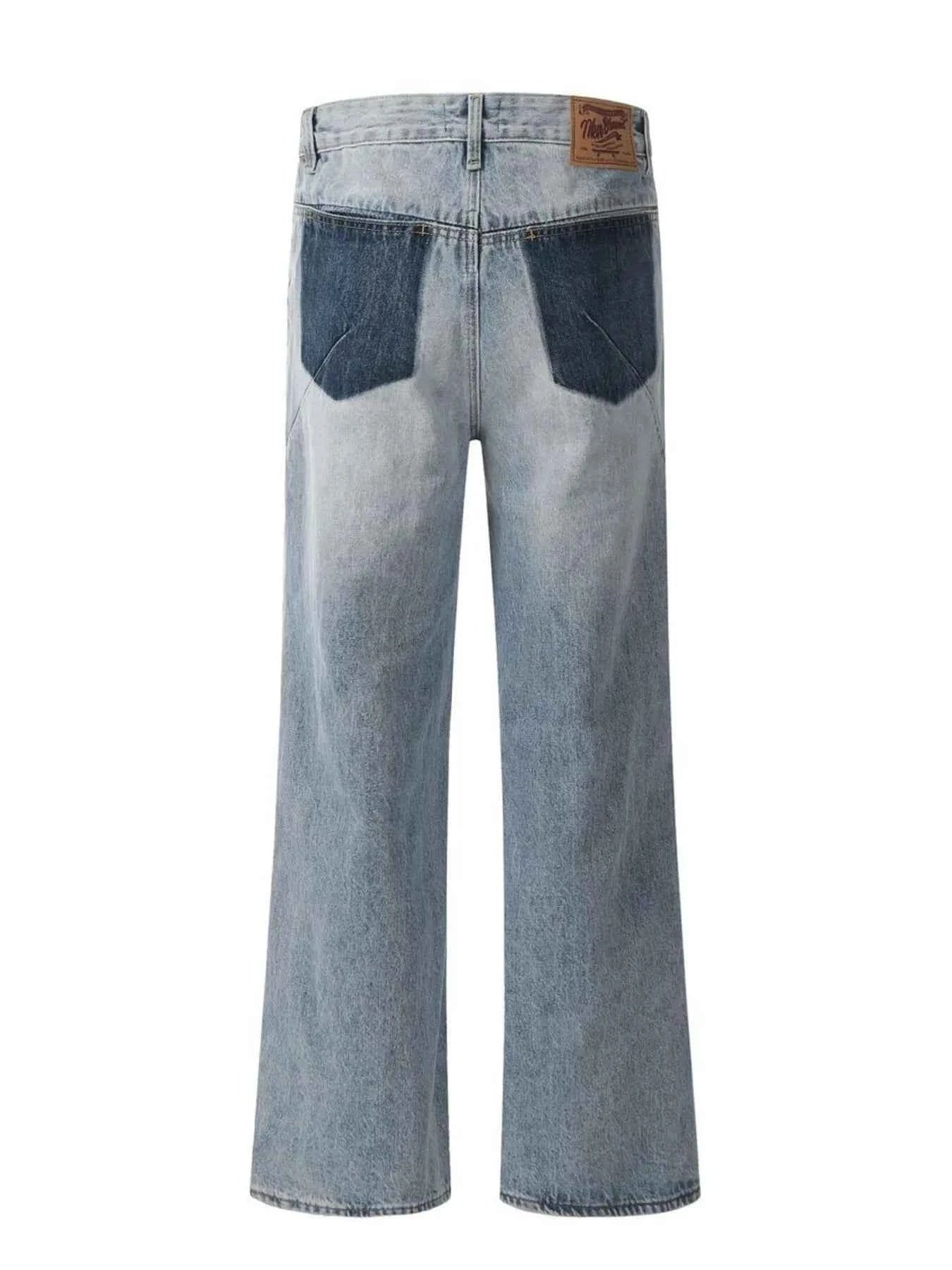 Men's Distressed Wide Leg Wash Jeans