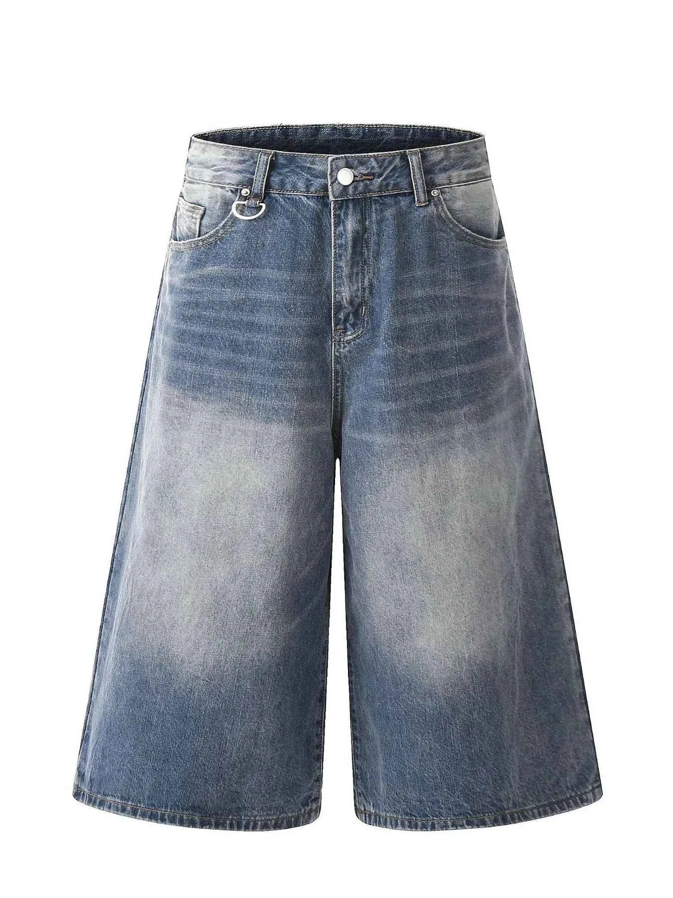 Men's Vintage Washed Wide Leg Denim Shorts