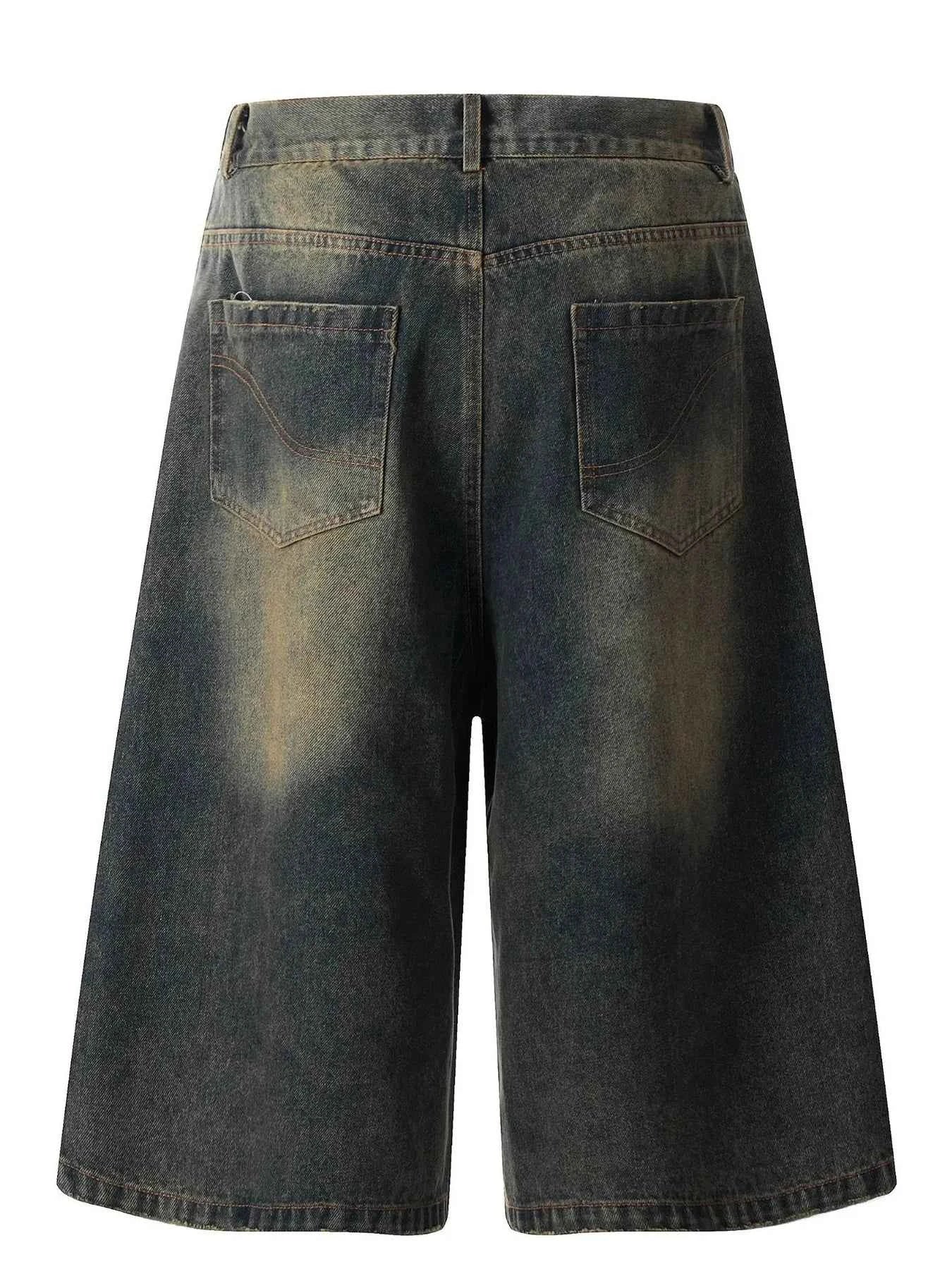 Men's Washed High-Waist Baggy Denim Shorts
