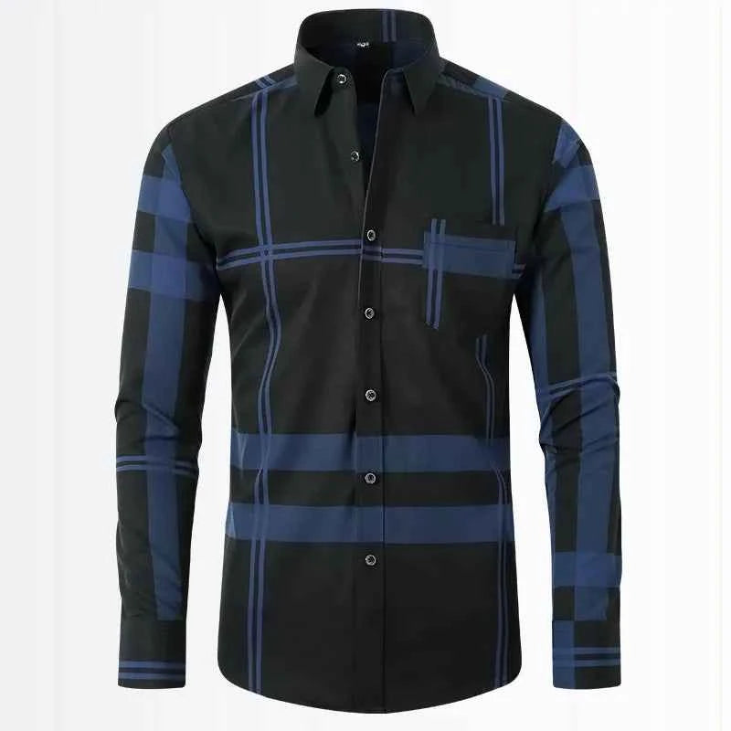 Men's Geometric Pattern Long Sleeve Button-Down Shirt