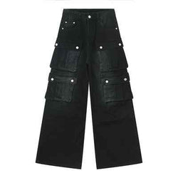Multi-Pocket Cargo Wide-Leg Jeans - Damned Threads