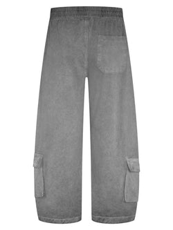 Men's Casual Loose Cargo Pants with Drawstring Waist