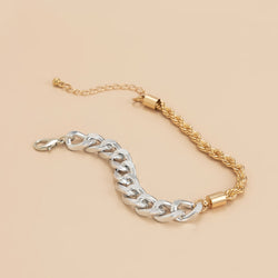 Contrasting Two-Color Adjustable Twist-Chain Bracelet - Damned Threads
