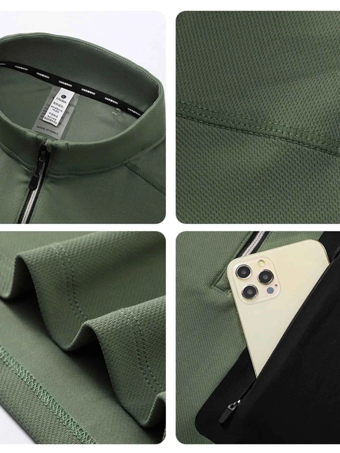 Men's Plus Size Quarter-Zip Long Sleeve Top