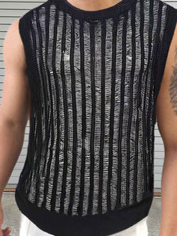 Men's Round Neck Hollow Out Sleeveless Top - Damned Threads