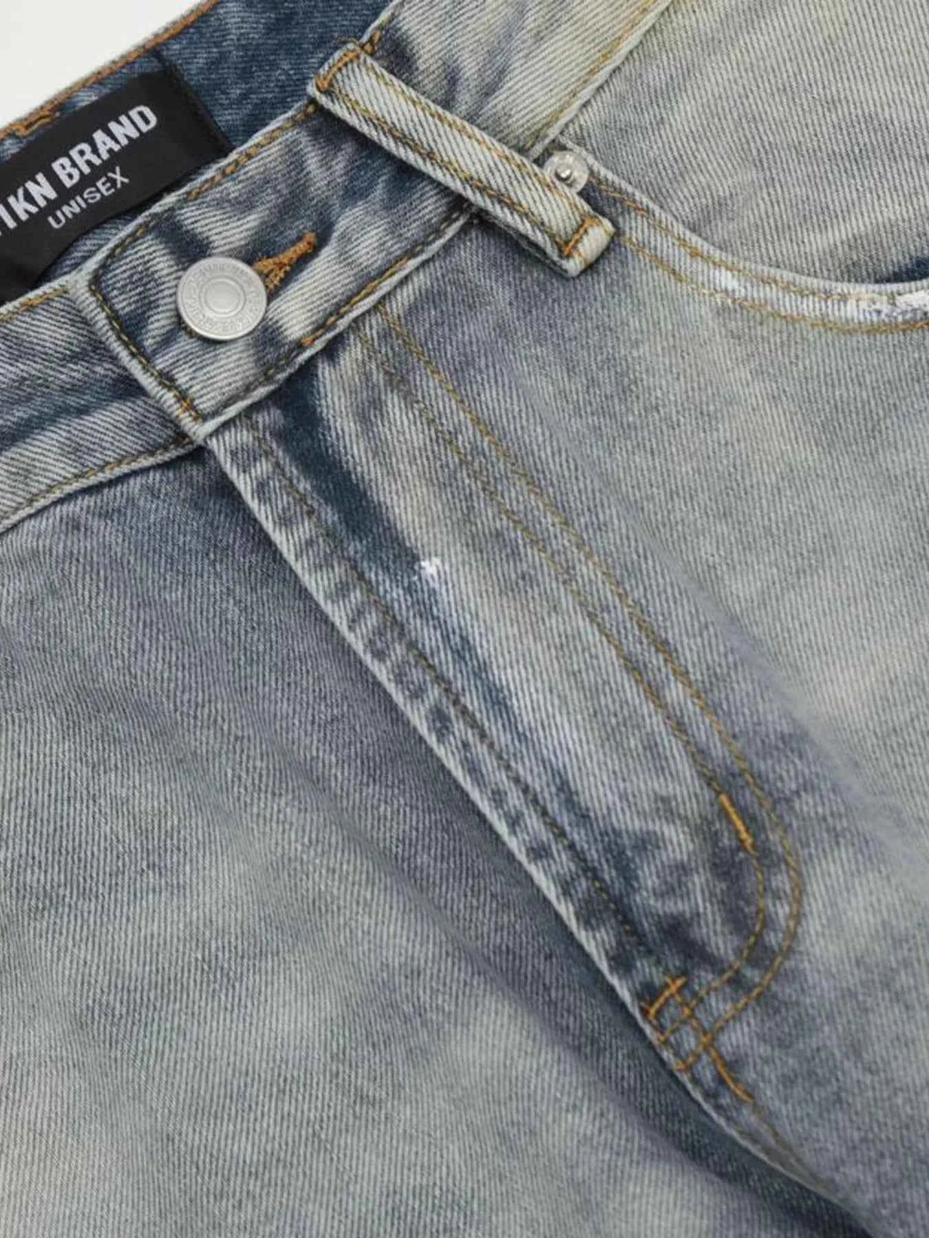 Men's Vintage Washed Gradient Distressed Flare Jeans