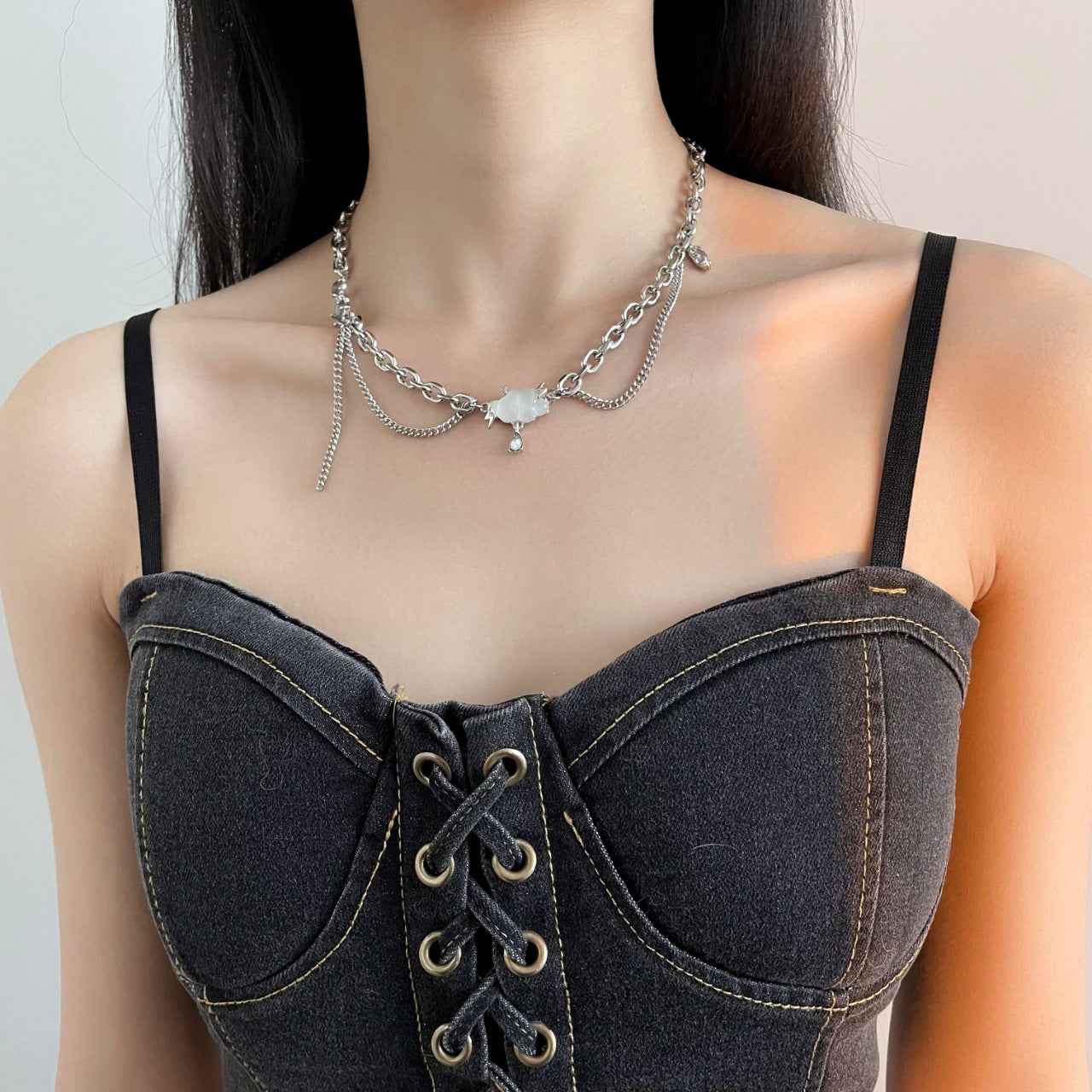Cloud Pendant W/ Tassel Necklace