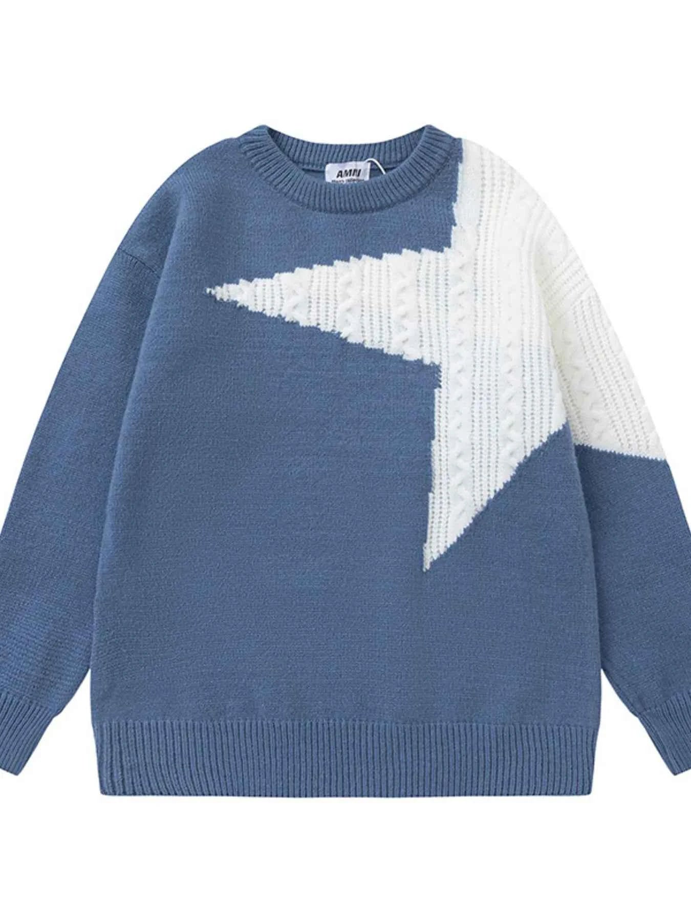 Men's Oversized Star Pattern Knit Sweater