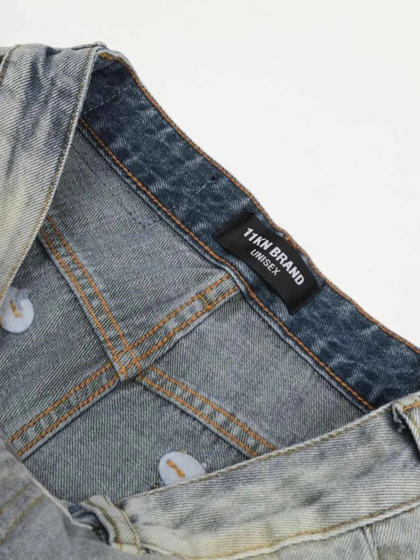 Men's Vintage Washed Gradient Distressed Flare Jeans