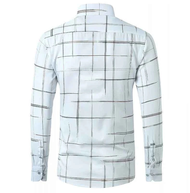 Men's Geometric Pattern Long Sleeve Button-Down Shirt