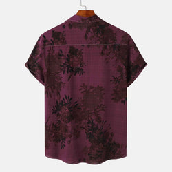 Men's Plus Size Printed Short Sleeve Button Down Casual Shirt