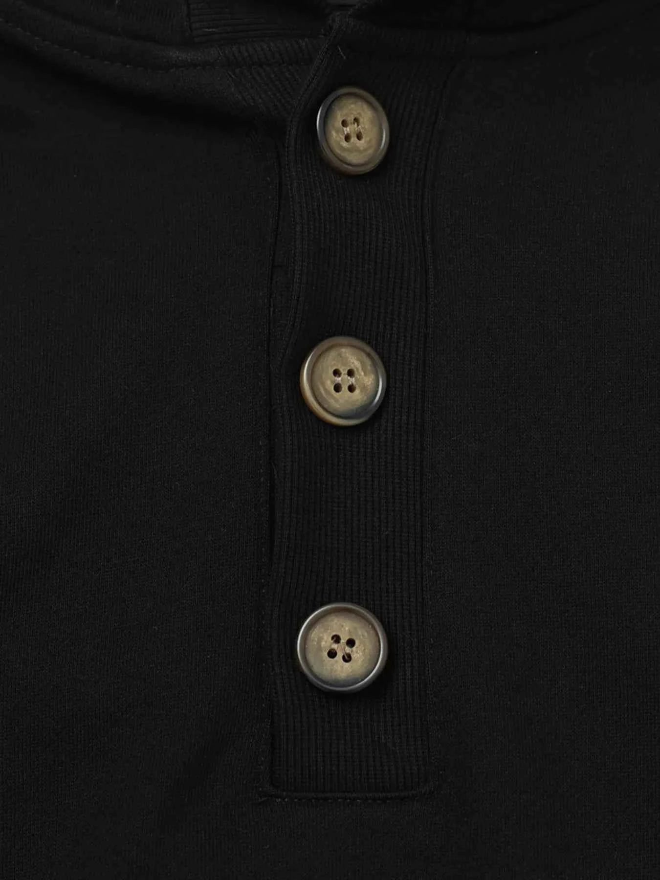 Men's Button Detail Long Sleeve Hoodie