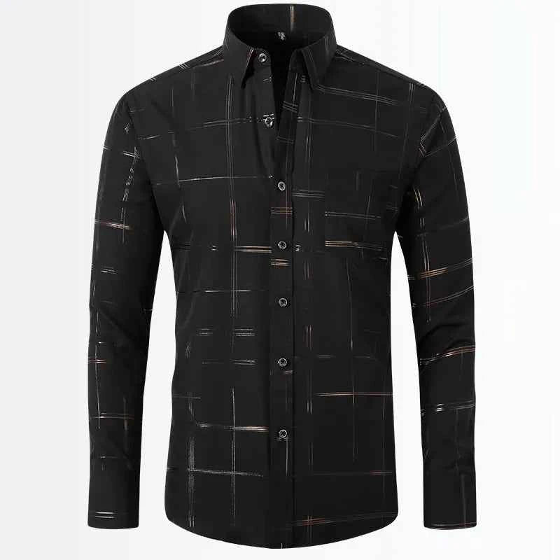 Men's Geometric Pattern Long Sleeve Button-Down Shirt