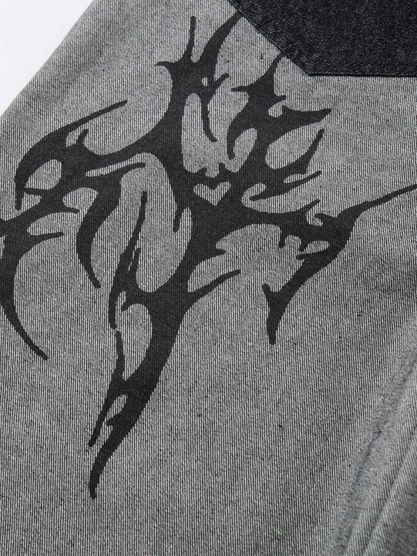 Men's Lightning Pattern Wide Leg Jeans