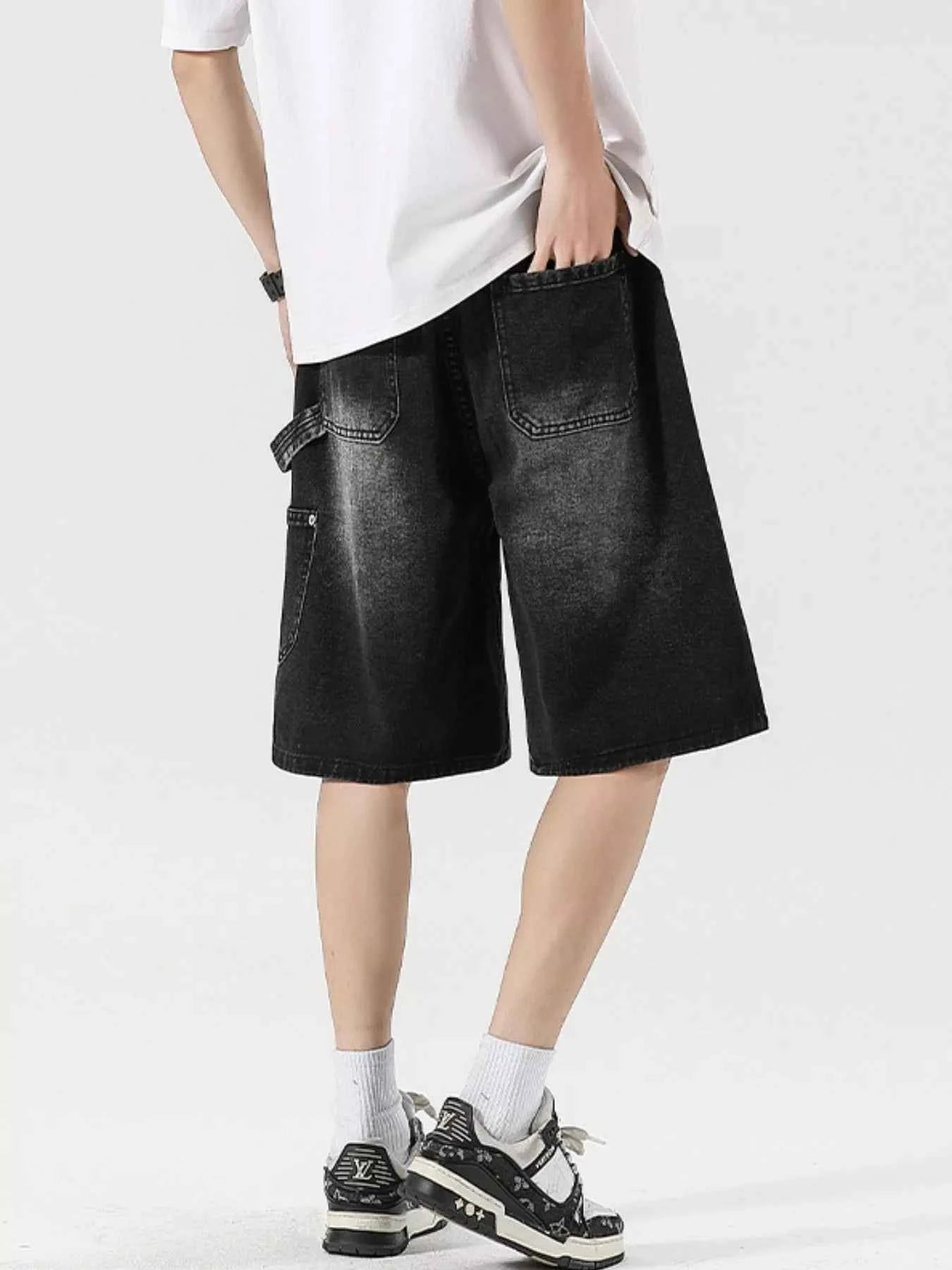 Men's Full Size Drawstring Wide-Leg Denim Shorts Plus Size
