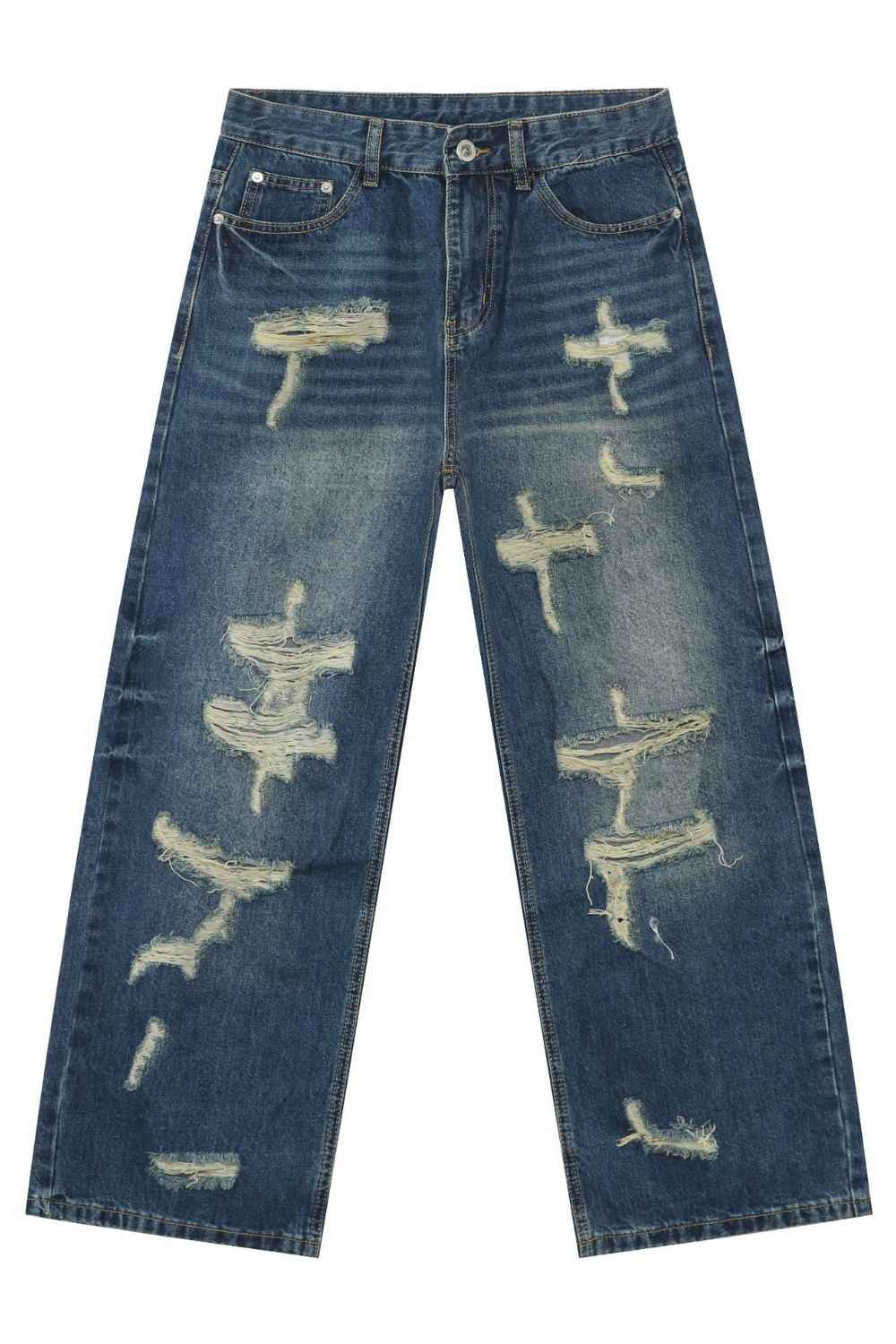 Men's Distressed Jeans with Pockets - Damned Threads