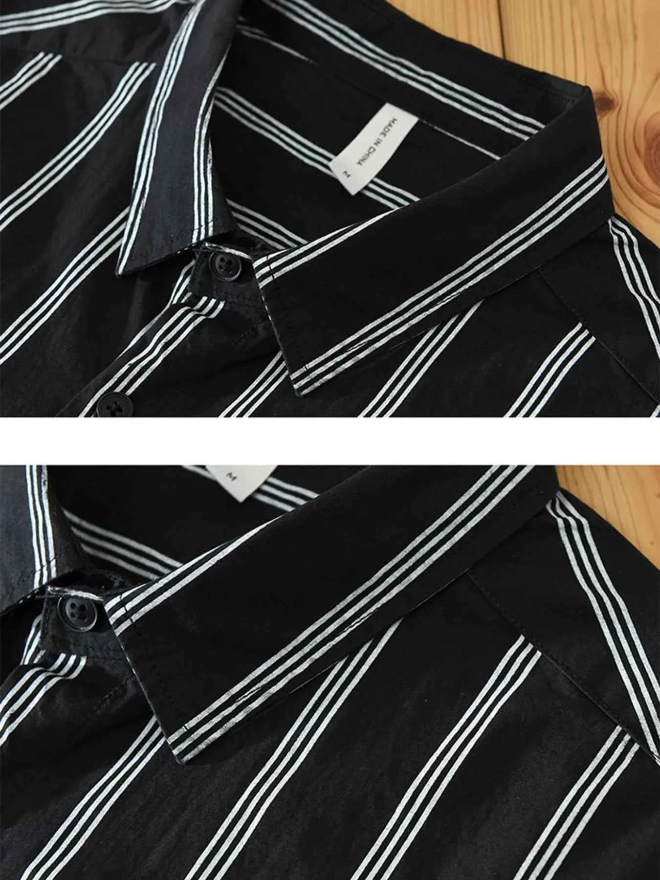 Men's Plus Size Classic Striped Short Sleeve Button-Up Shirt